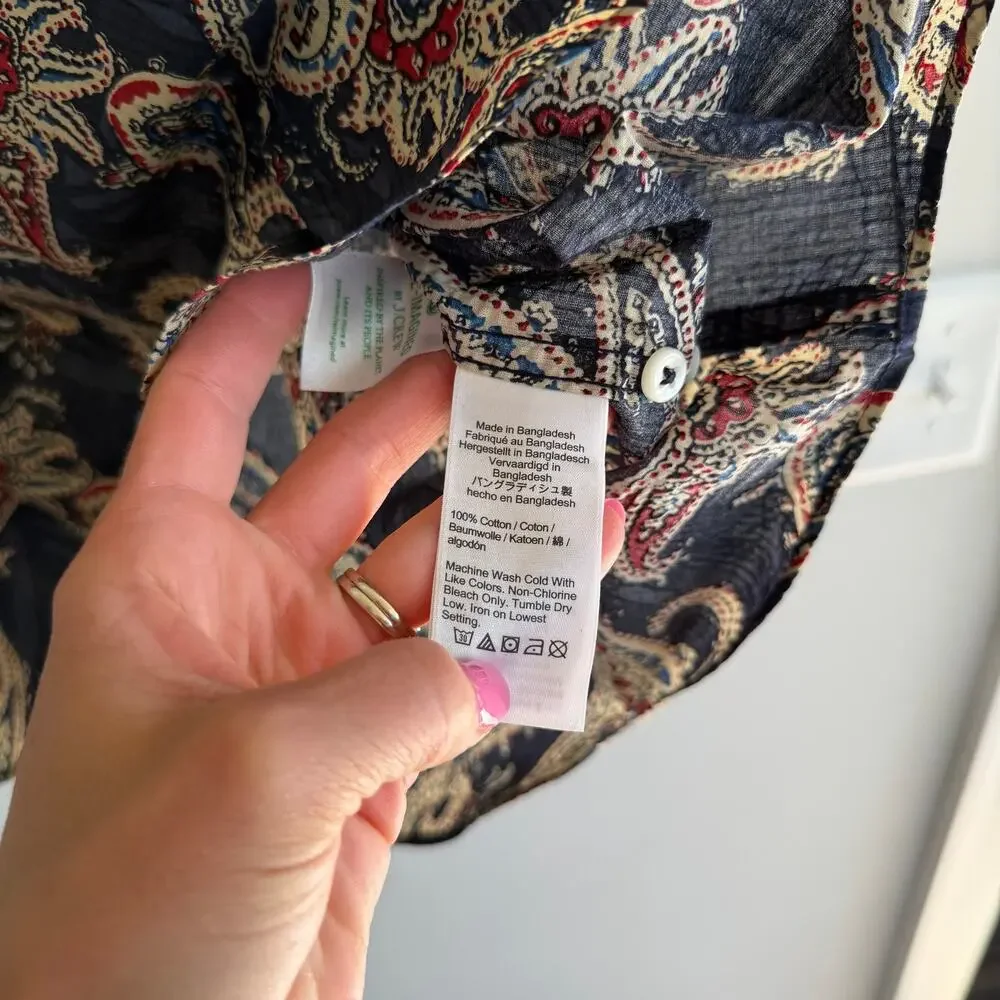 J. Crew Short-sleeve Seersucker Popover Shirt Blue Red L